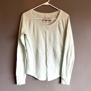 PINK Lightweight Waffle Long Sleeve Tee - Size M - Seafoam Green